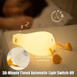LUCE NOTTURNA FORMA ANATRA SDRAIATA IN SILICONE LAMPADA RICARICABILE USB A LED TOUCH