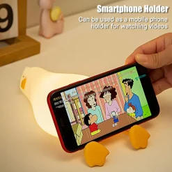 LUCE NOTTURNA FORMA ANATRA SDRAIATA IN SILICONE LAMPADA RICARICABILE USB A LED TOUCH