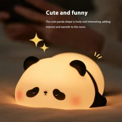 LUCE NOTTURNA FORMA PANDA LAMPADA A LED IN SILICONE DIMMERABILE RICARICABILE USB