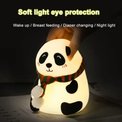 LUCE NOTTURNA PANDA LED SENSORE TOUCH LAMPADA DA TAVOLO USB RICARICABILE CAMERA