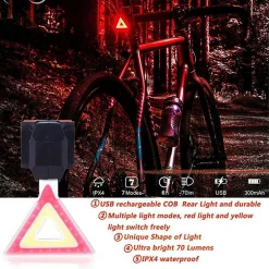 LUCE POSTERIORE BICI TRIANGOLO LUCI DI CODA IMPERMEABILE RICARICABILE TE-B0081