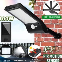 LUCE SOLARE APPLIQUE 36 LED DA PARETE SENSORE DI MOVIMENTO GIARDINO LINQ L808B