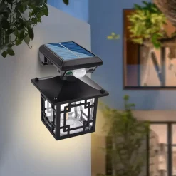 LUCE SOLARE DA ESTERNO SENSORE MOVIMENTO IP65 LAMPADA DA PARETE GIARDINO CORTILE