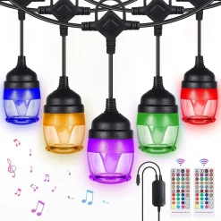 LUCI PER ESTERNI A LED RGB 14 LAMPADINE DIMMERABILI SINCRONIZZATE IMPERMEABILI