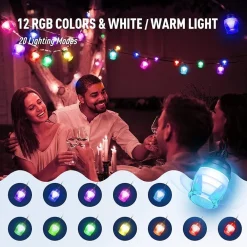 LUCI PER ESTERNI A LED RGB 14 LAMPADINE DIMMERABILI SINCRONIZZATE IMPERMEABILI