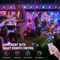 LUCI PER ESTERNI A LED RGB 14 LAMPADINE DIMMERABILI SINCRONIZZATE IMPERMEABILI