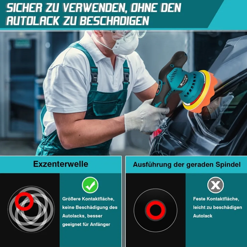 LUCIDATRICE ROTORBITALE 2 BATTERIE 12 V 2000 MAH 8 VELOCITÀ LEVIGATRICE PER AUTO