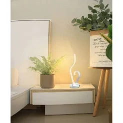 LUME DA COMODINO AD ONDA DESIGN MODERNO 10 W LAMPADA TAVOLO ABATJOUR 39X15 LUCE