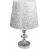 LUME DA COMODINO MODERNO ABAT JOUR LUMETTO TAVOLO ACCIAIO PARALUME GLITTER D19A