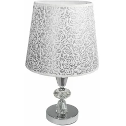 LUME DA COMODINO MODERNO ABAT JOUR LUMETTO TAVOLO ACCIAIO PARALUME GLITTER D19A