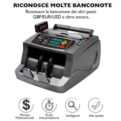 MACCHINA CONTA BANCONOTE AUTOMATICO MULTI VALUTA RIVELATORE DI BANCONOTE FALSE