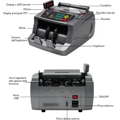 MACCHINA CONTA BANCONOTE AUTOMATICO MULTI VALUTA RIVELATORE DI BANCONOTE FALSE