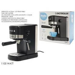 MACCHINA DA CAFFÈ MACINATO O CIALDE ESPRESSO 2IN1 1100W 15 BAR SERBATOIO 1,2LT RIMOVIBILE