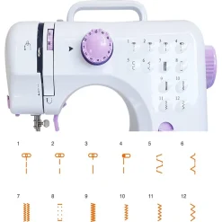 MACCHINA DA CUCIRE PORTATILE CON 12 PUNTI USO DOMESTICO SISTEMA CON 2 VELOCITÀ DI CUCITO