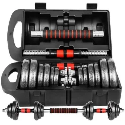 MANUBRI CON BILANCIERE REGOLABILE TOTALE DI 20 KG SOLLEVAMENTO PESI BODYBUILDING