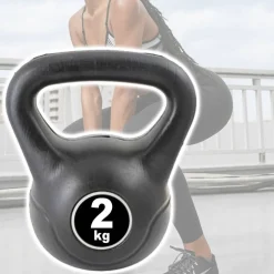 MANUBRIO KETTLEBELL DA 2 KG PESO CON MANIGLIA GINNASTICA FITNESS ERGONOMICO