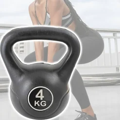 MANUBRIO KETTLEBELL DA 4 KG PESO CON MANIGLIA GINNASTICA FITNESS ERGONOMICO