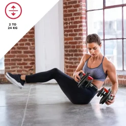 MANUBRIO PESI DUMBBELL REGOLABILE A CARICO VARIABILE DA 2 A 24KG MULTIFUNZIONALE