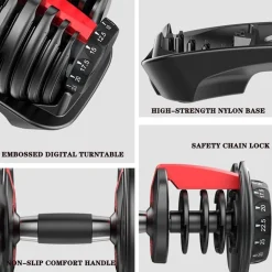 MANUBRIO PESI DUMBBELL REGOLABILE A CARICO VARIABILE DA 2 A 24KG MULTIFUNZIONALE