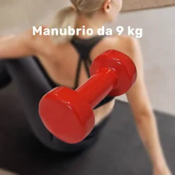 MANUBRIO SINGOLO 9 KG IN VINILE ALLENAMENTO ESERCIZI CASA PALESTRA WORKOUT FIT