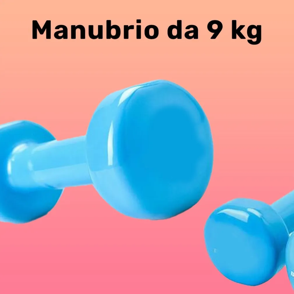 MANUBRIO SINGOLO 9 KG IN VINILE ALLENAMENTO ESERCIZI CASA PALESTRA WORKOUT FIT