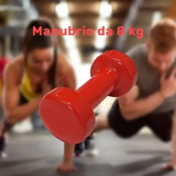 MANUBRIO SINGOLO 8 KG IN VINILE ALLENAMENTO ESERCIZI CASA PALESTRA WORKOUT FIT