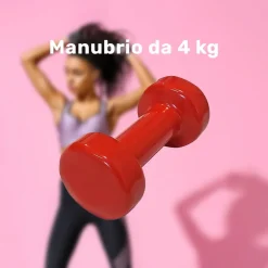 MANUBRIO SINGOLO 4 KG IN VINILE ALLENAMENTO ESERCIZI CASA PALESTRA WORKOUT FIT