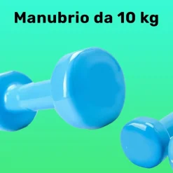 MANUBRIO SINGOLO 10 KG IN VINILE ALLENAMENTO ESERCIZI CASA PALESTRA WORKOUT FIT