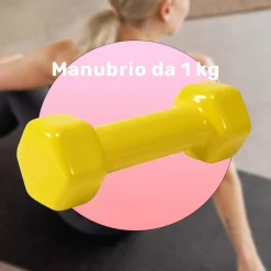 MANUBRIO SINGOLO 1 KG IN VINILE ALLENAMENTO ESERCIZI CASA PALESTRA WORKOUT FIT