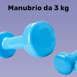 MANUBRIO SINGOLO 3 KG IN VINILE ALLENAMENTO ESERCIZI CASA PALESTRA WORKOUT FIT