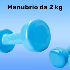 MANUBRIO SINGOLO 2 KG IN VINILE ALLENAMENTO ESERCIZI CASA PALESTRA WORKOUT FIT