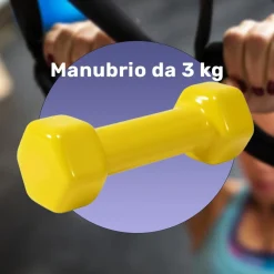MANUBRIO SINGOLO 3 KG IN VINILE ALLENAMENTO ESERCIZI CASA PALESTRA WORKOUT FIT