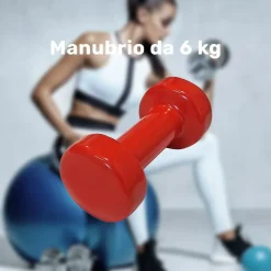 MANUBRIO SINGOLO 6 KG IN VINILE ALLENAMENTO ESERCIZI CASA PALESTRA WORKOUT FIT