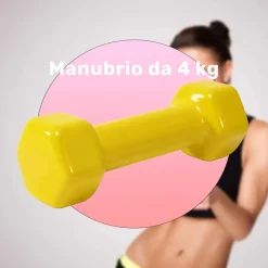 MANUBRIO SINGOLO 4 KG IN VINILE ALLENAMENTO ESERCIZI CASA PALESTRA WORKOUT FIT