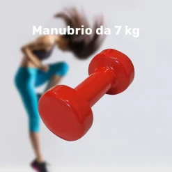 MANUBRIO SINGOLO 7 KG IN VINILE ALLENAMENTO ESERCIZI CASA PALESTRA WORKOUT FIT