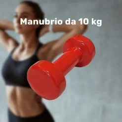 MANUBRIO SINGOLO 10 KG IN VINILE ALLENAMENTO ESERCIZI CASA PALESTRA WORKOUT FIT