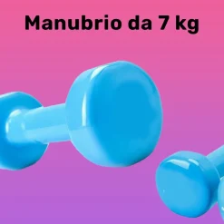 MANUBRIO SINGOLO 7 KG IN VINILE ALLENAMENTO ESERCIZI CASA PALESTRA WORKOUT FIT