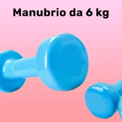 MANUBRIO SINGOLO 6 KG IN VINILE ALLENAMENTO ESERCIZI CASA PALESTRA WORKOUT FIT