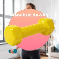 MANUBRIO SINGOLO 6 KG IN VINILE ALLENAMENTO ESERCIZI CASA PALESTRA WORKOUT FIT