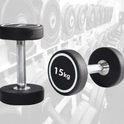 MANUBRIO SINGOLO PROFESSIONALE IN VINILE DA 15 KG PESI PALESTRA FITNESS SPORT