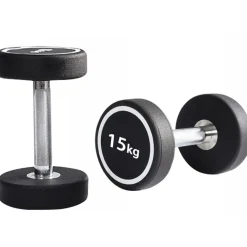 MANUBRIO SINGOLO PROFESSIONALE IN VINILE DA 15 KG PESI PALESTRA FITNESS SPORT