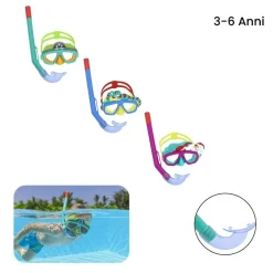MASCHERA DA SNORKELING CON BOCCAGLIO PER BAMBINI CON ANIMALETTI 3-6+ ANNI 24059