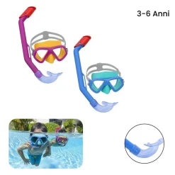 MASCHERA DA SNORKELING CON BOCCAGLIO PER BAMBINI GLIDER COLORI ASSORTITI 24023