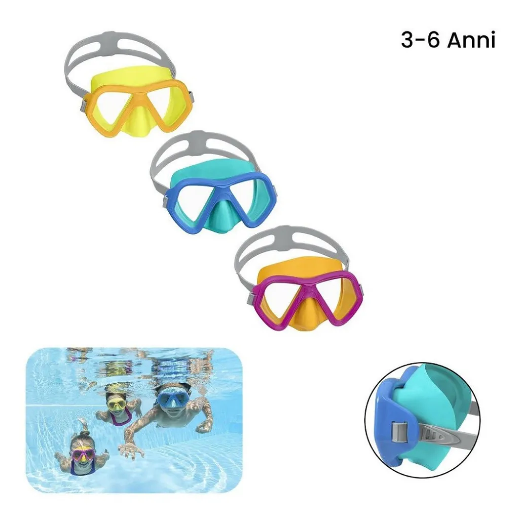 MASCHERA SUBACQUEA PER BAMBINI GLIDER CON PROTEZIONE UV COLORI ASSORTITI 22048