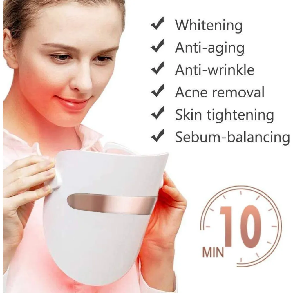 MASCHERA VISO FOTOTERAPIA SPETTRO BELLEZZA ACNE PELLE ANTI RUGHE RADIOFREQUENZA