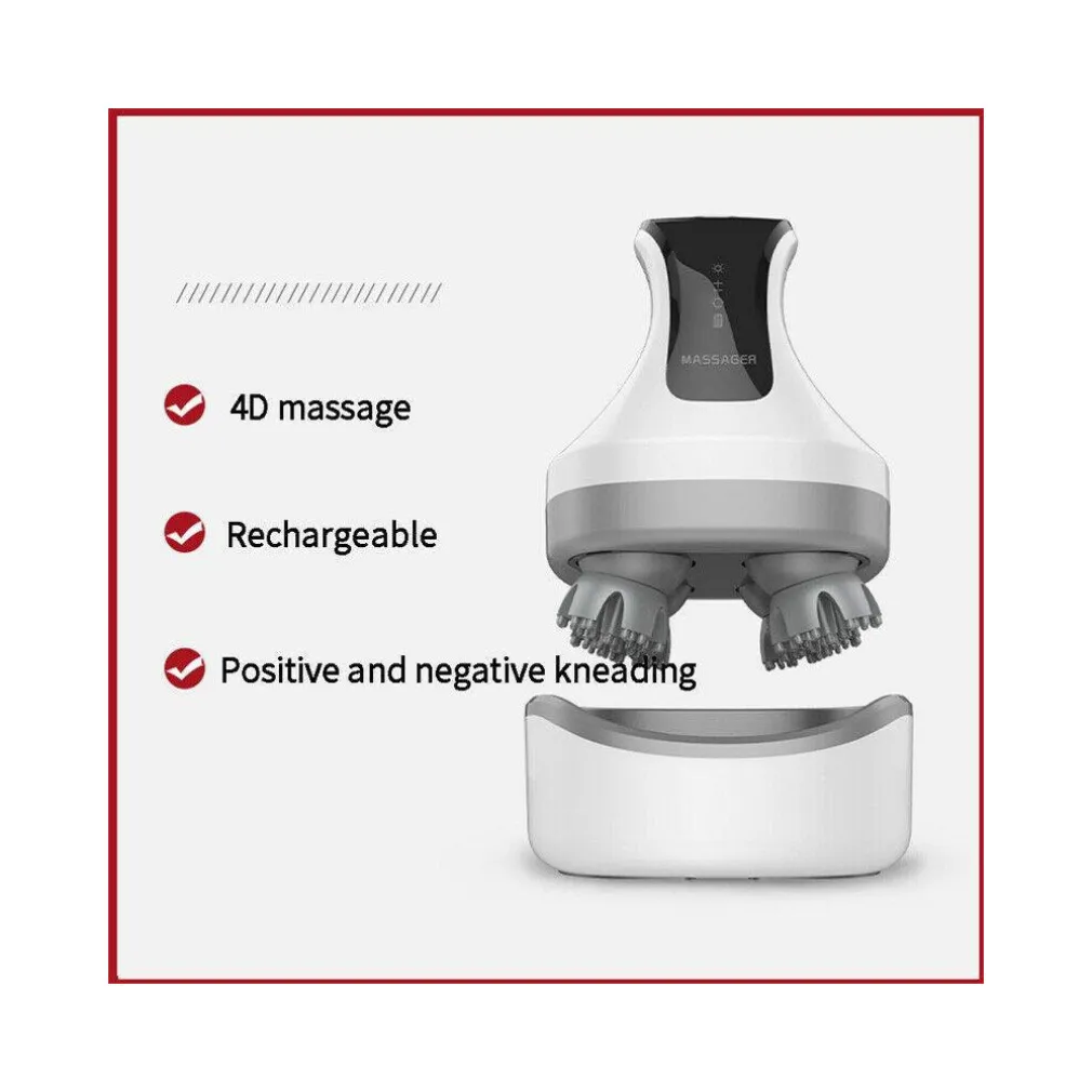 MASSAGGIATORE ELETTRICO 4D ANTISTRESS TESTA COLLO RELAX MUSCOLI TERAPIA VIBRANTE