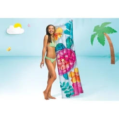 MATERASSINO AD ARIA GONFIABILE GALLEGGIANTE FANTASIA FLORALE TROPICALE 183X69CM 019961