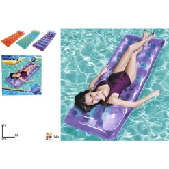 MATERASSINO GONFIABILE CON CUSCINO 18 BUCHI 188X71 CM 3 COLORI ESTATE PISCINA MARE 43015