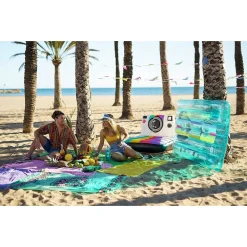 MATERASSINO GONFIABILE RETRO BEATS FASHION CASSETTA 174X117CM PORTAOGGETTI 43649