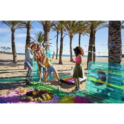 MATERASSINO GONFIABILE RETRO BEATS FASHION CASSETTA 174X117CM PORTAOGGETTI 43649